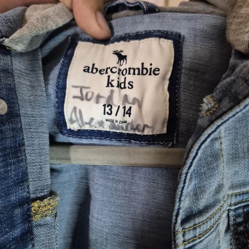 Abercrombie Kids Blue Denim Jacket with Gray Sleeves